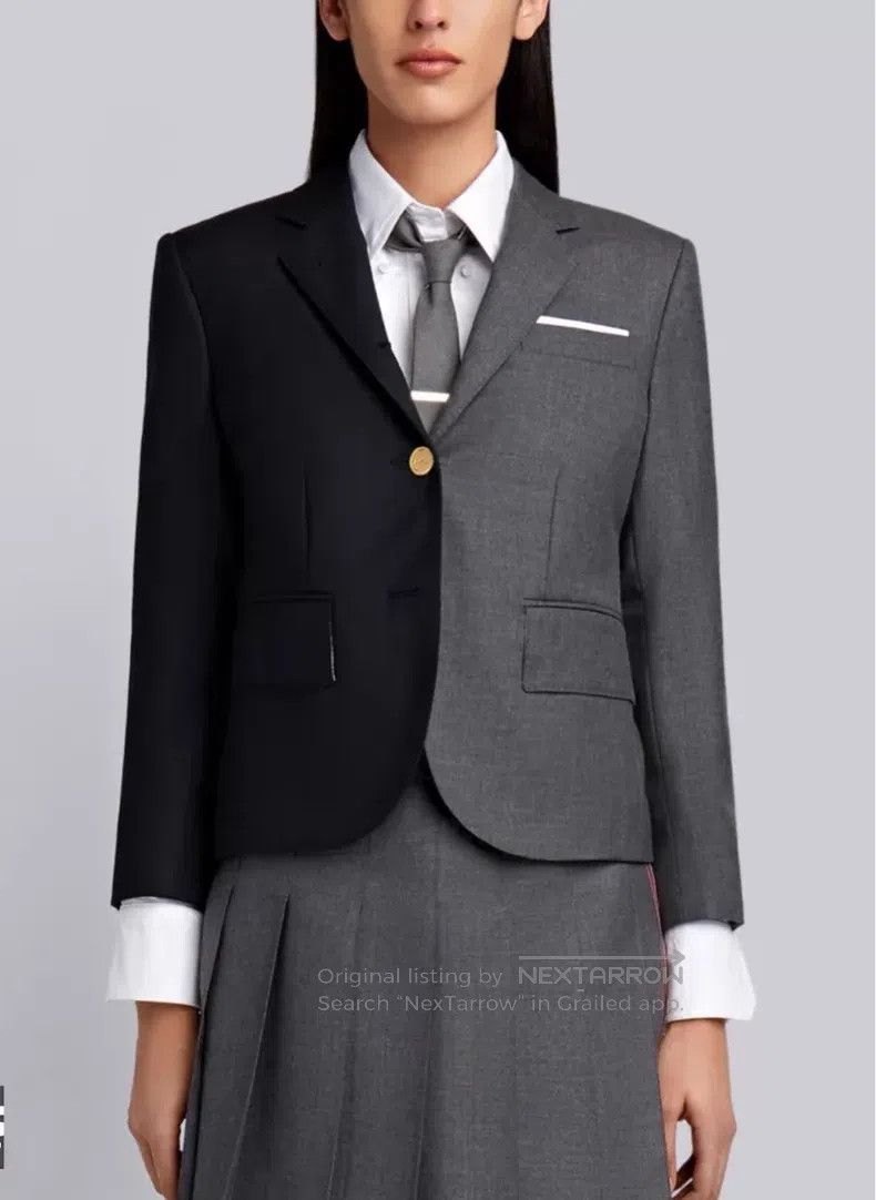 Thom Browne Thom Browne Blazer - Dark Gray + Dark Blue Color Blocked Size XS / US 0-2 / IT 36-38 - 5 Thumbnail