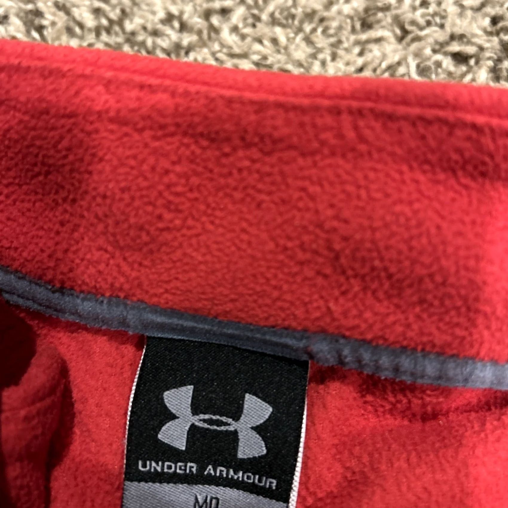 Under Armour Under Armour Men’s M Red Polyester Fleece 1/4 Zip Pullover Sweatshirt Regular Size Red Logo 1/4 Zip Gym & Training Mens Size US M / EU 48-50 / 2 - 2 Thumbnail