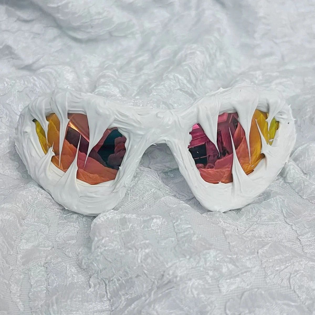 Vintage White Spiked Steampunk Sunglasses Size ONE SIZE - 3 Thumbnail