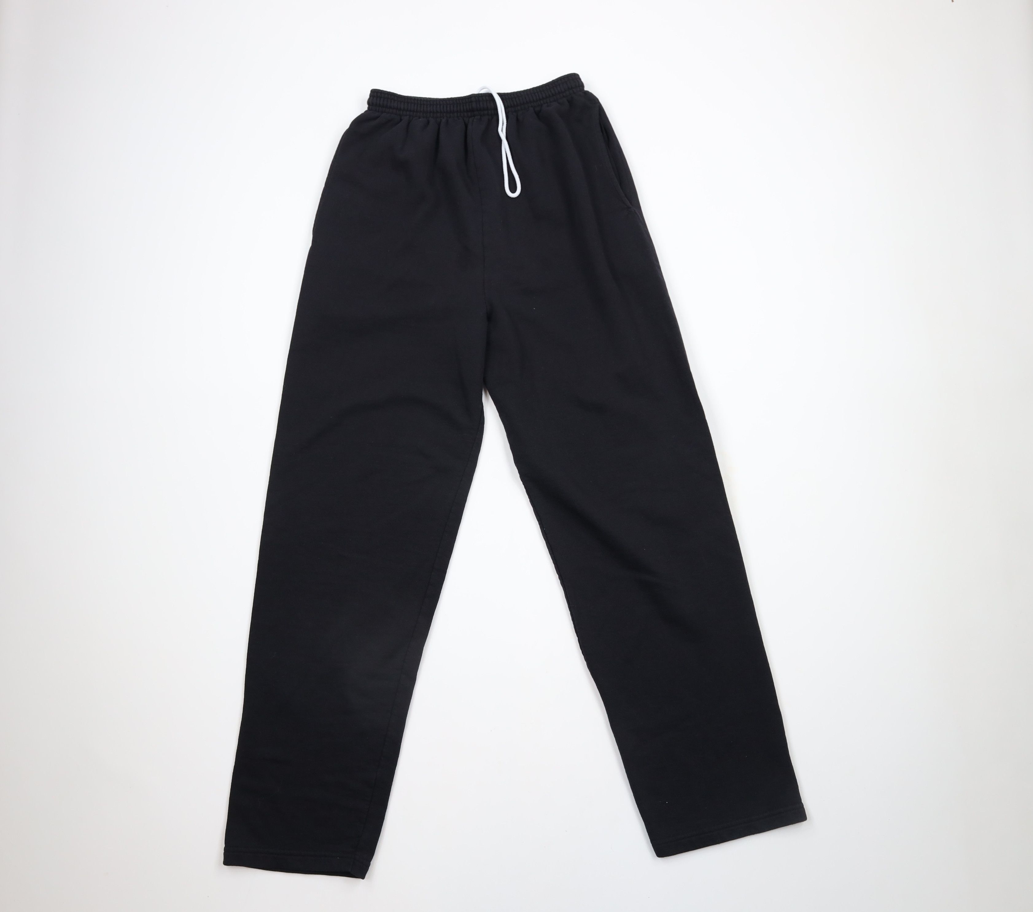 Vintage Vintage 90s Streetwear Faded Blank Wide Leg Sweatpants Black Size US 34 / EU 50 - 1 Thumbnail