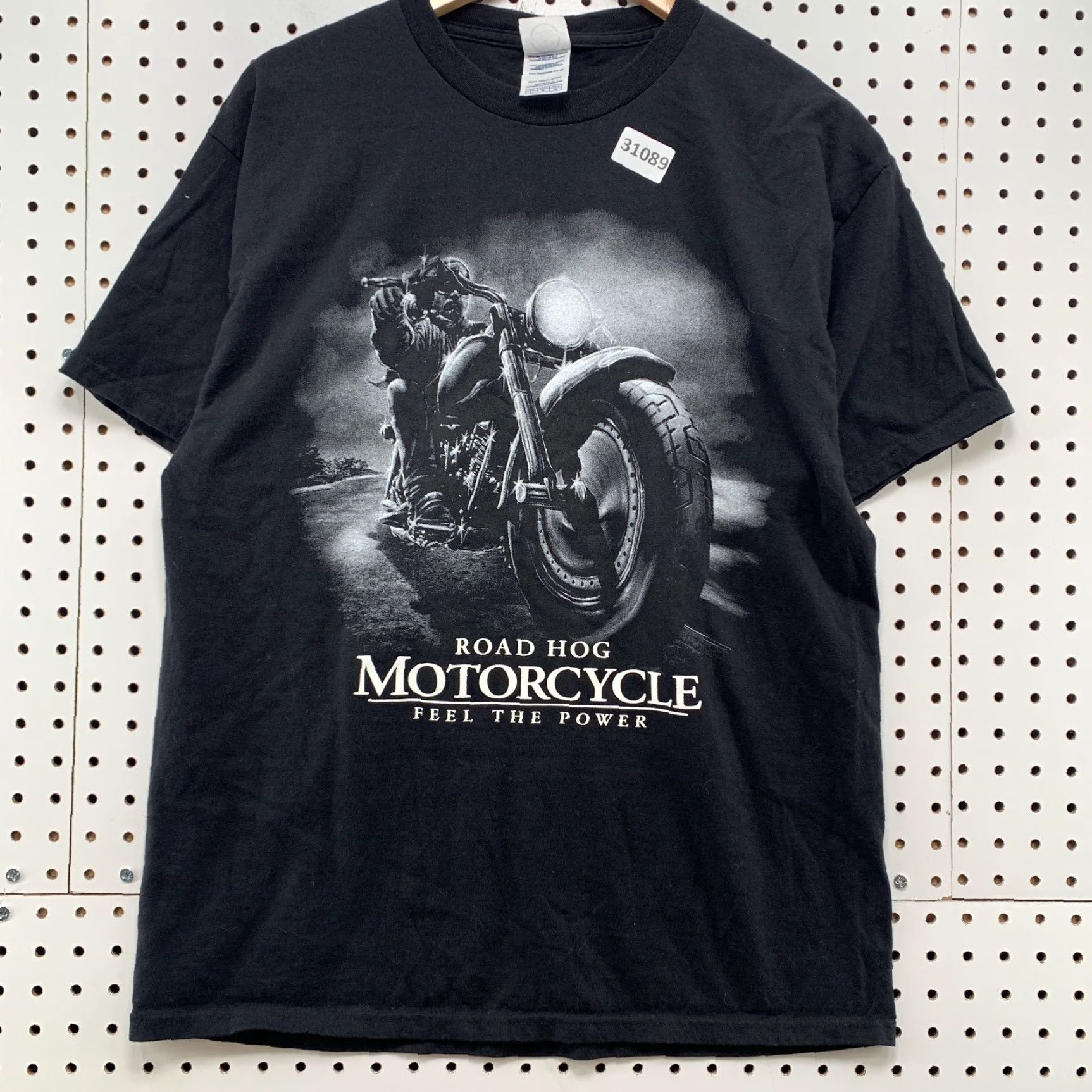 Delta VINTAGE Road Hog Motorcycle Shirt Black Mens Large Feel The Power Graphic 20x28 Size US L / EU 52-54 / 3 - 6 Thumbnail