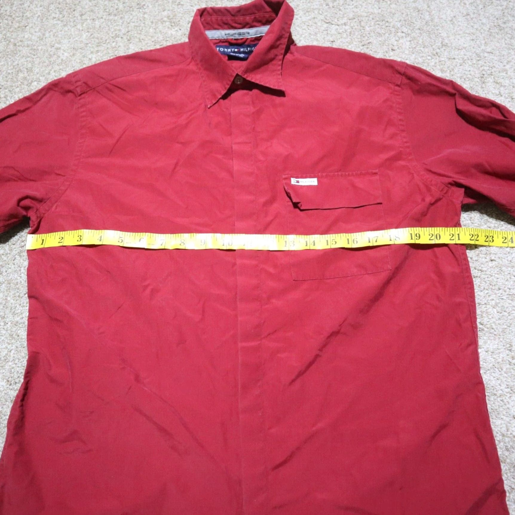Tommy Hilfiger Tommy Hilfiger Shirt Men Long Sleeve Button-Down Solid Red M Adult Medium Regular Fit Size US M / EU 48-50 / 2 - 5 Thumbnail