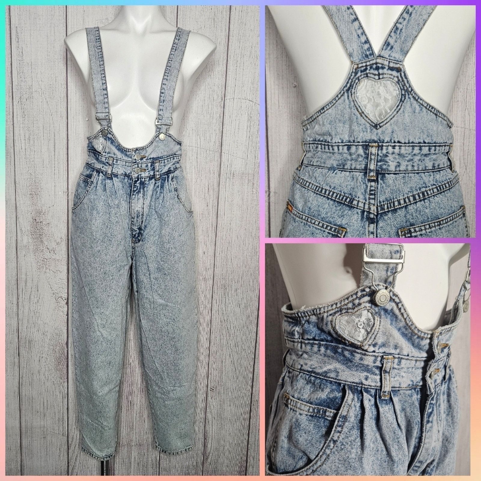 Vintage Acidwash Denim Overalls, Size outlet 28