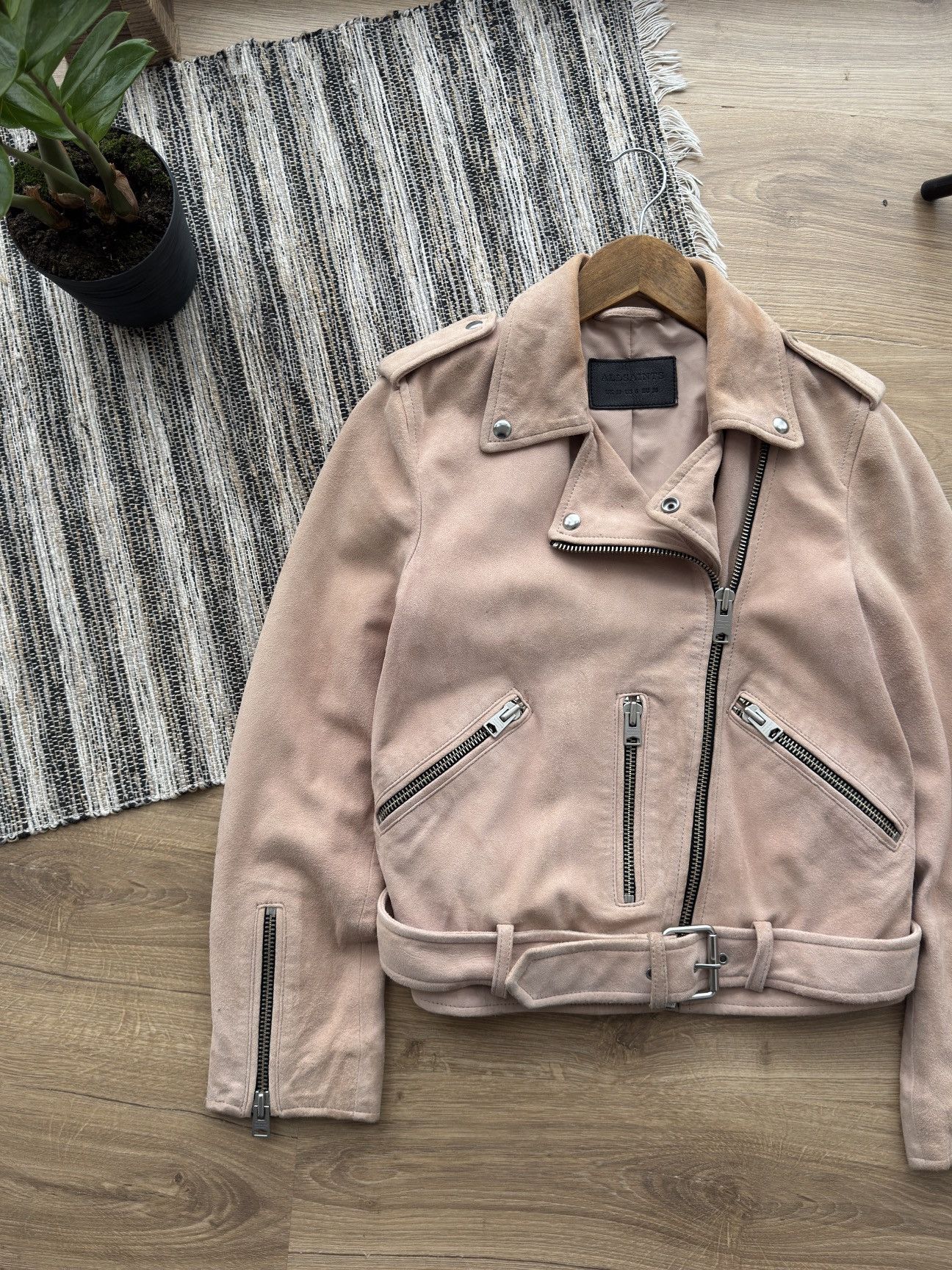 Allsaints ALL SAINTS Powder Pink Suede Balfern Biker Jacket Women’s Size M / US 6-8 / IT 42-44 - 5 Thumbnail