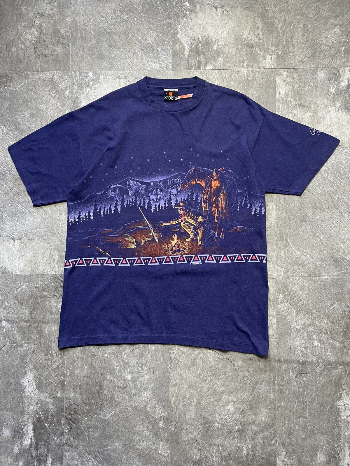 Habitat 1992 Mush On Habitat Tee Western Navajo Cowboy Streetwear Size US L / EU 52-54 / 3 - 1 Thumbnail