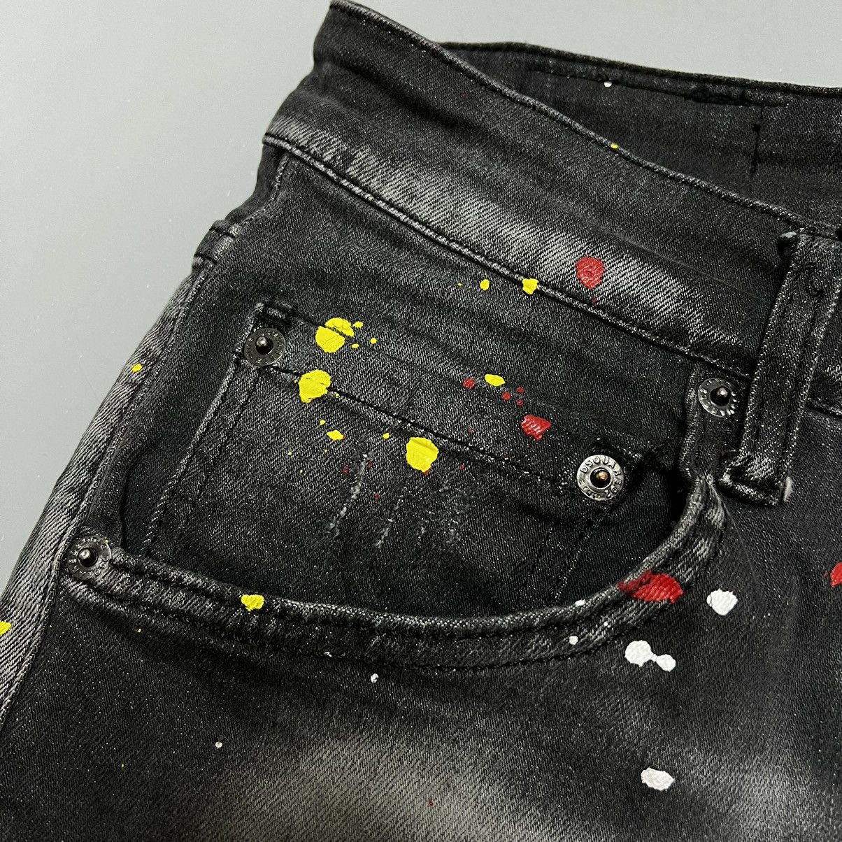 Dsquared2 Dsquared2 Distressed Painted Denim Logo Jeans Size US 32 / EU 48 - 3 Thumbnail