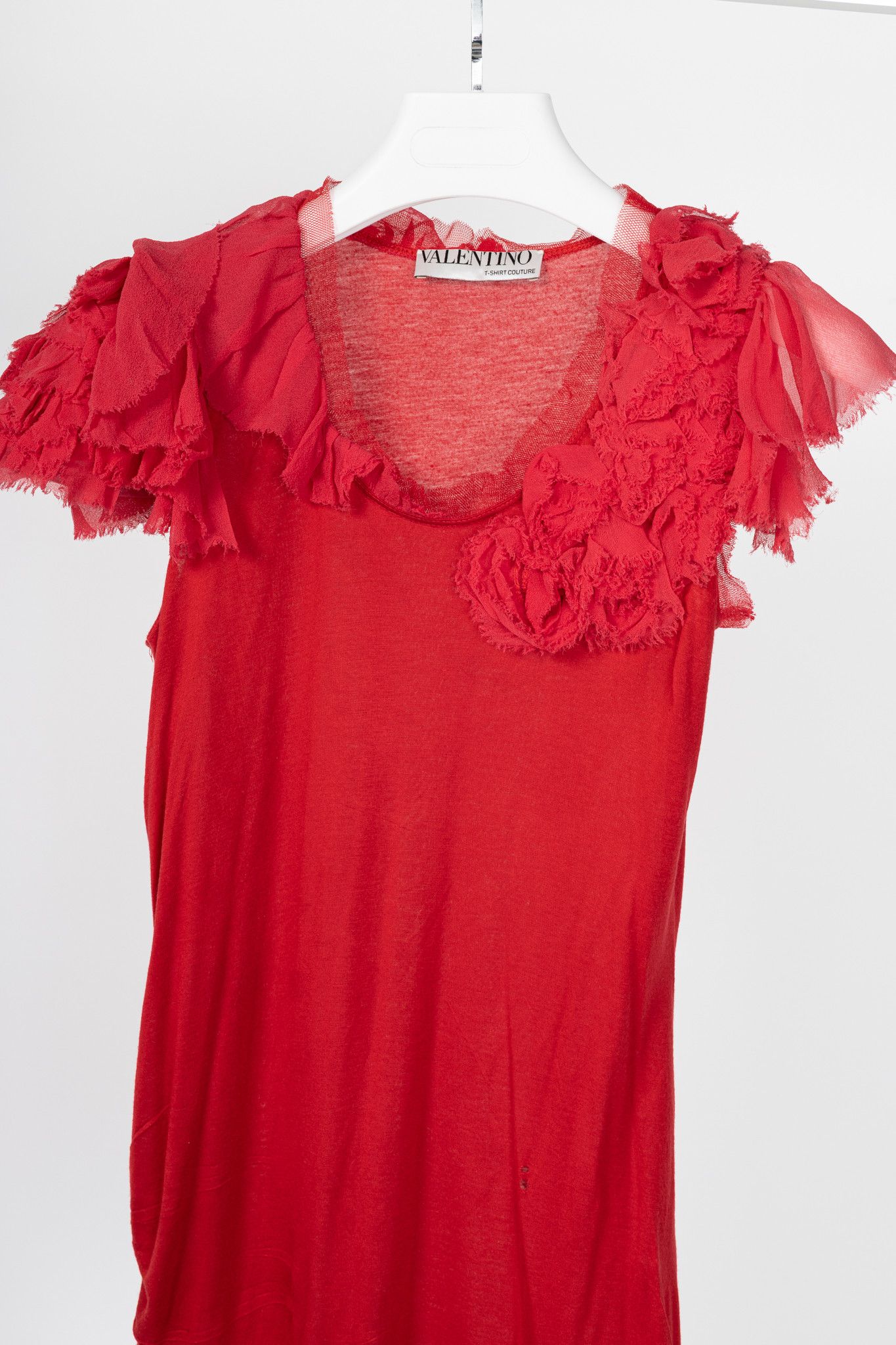 Valentino Valentino T-Shirt Couture Jersey Rosette Flutter-Sleeve Tee Size M / US 6-8 / IT 42-44 - 3 Thumbnail