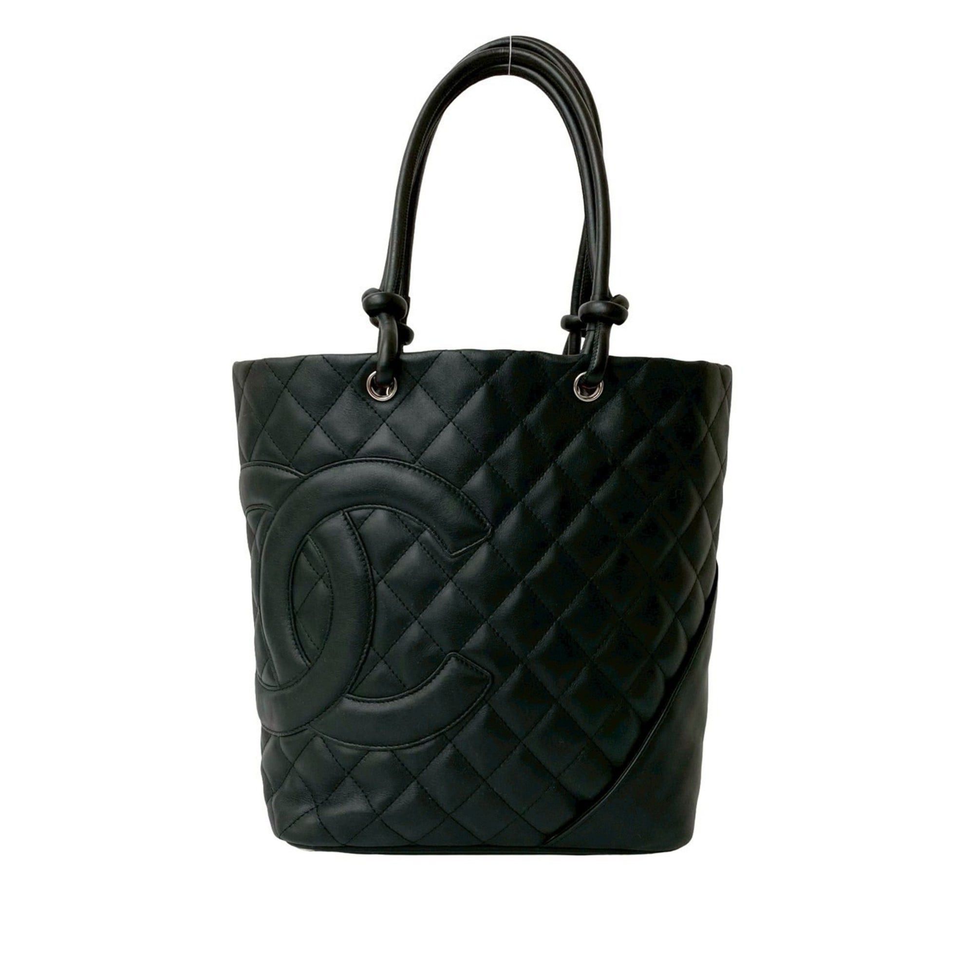 Chanel CHANEL Cambon Line Coco Mark Logo Leather Handbag Mini Tote Bag Black 32938 Size ONE SIZE - 1 Thumbnail