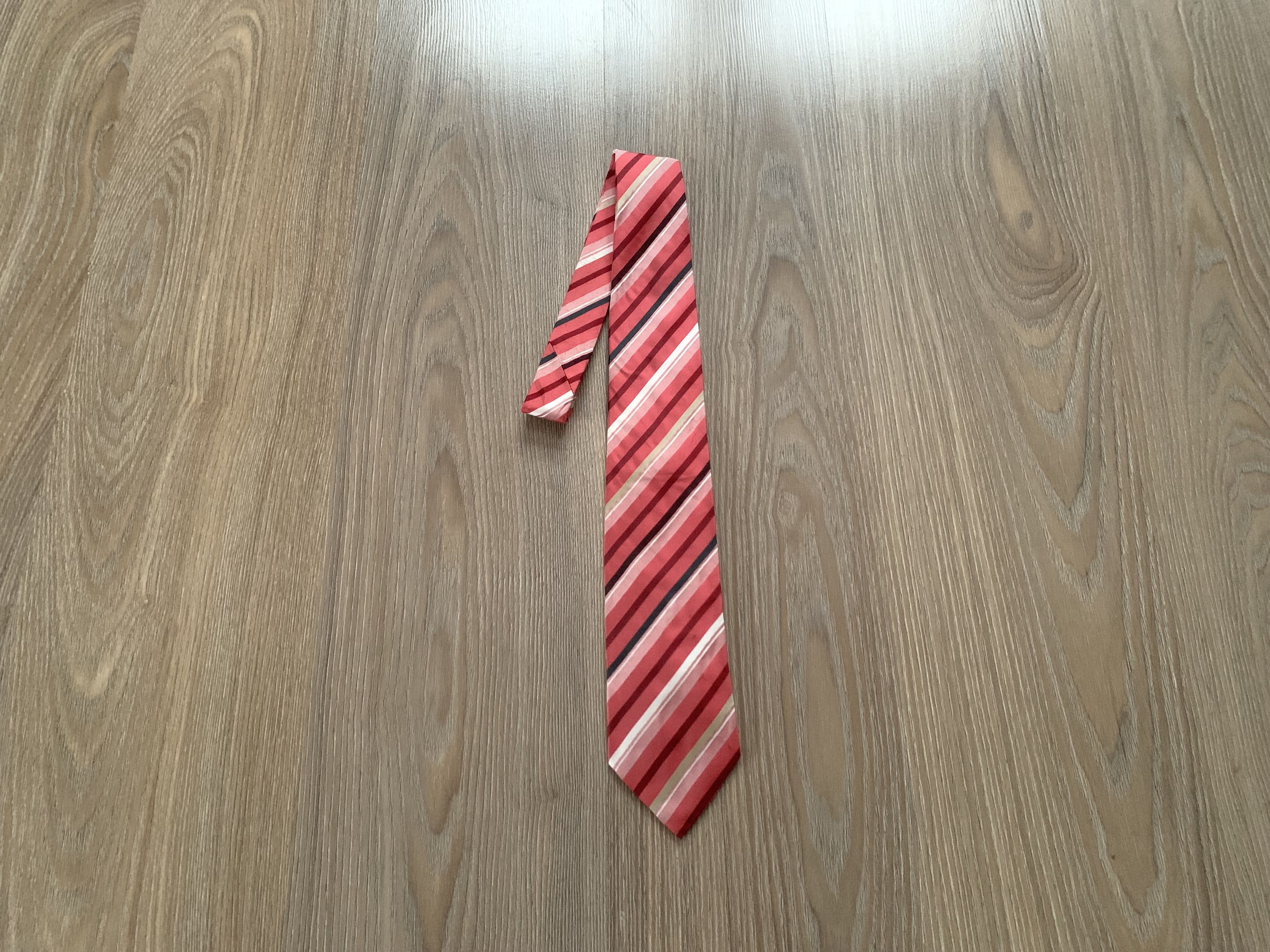 Hugo Boss Hugo Boss Pink Striped Silk Tie Size ONE SIZE - 1 Thumbnail