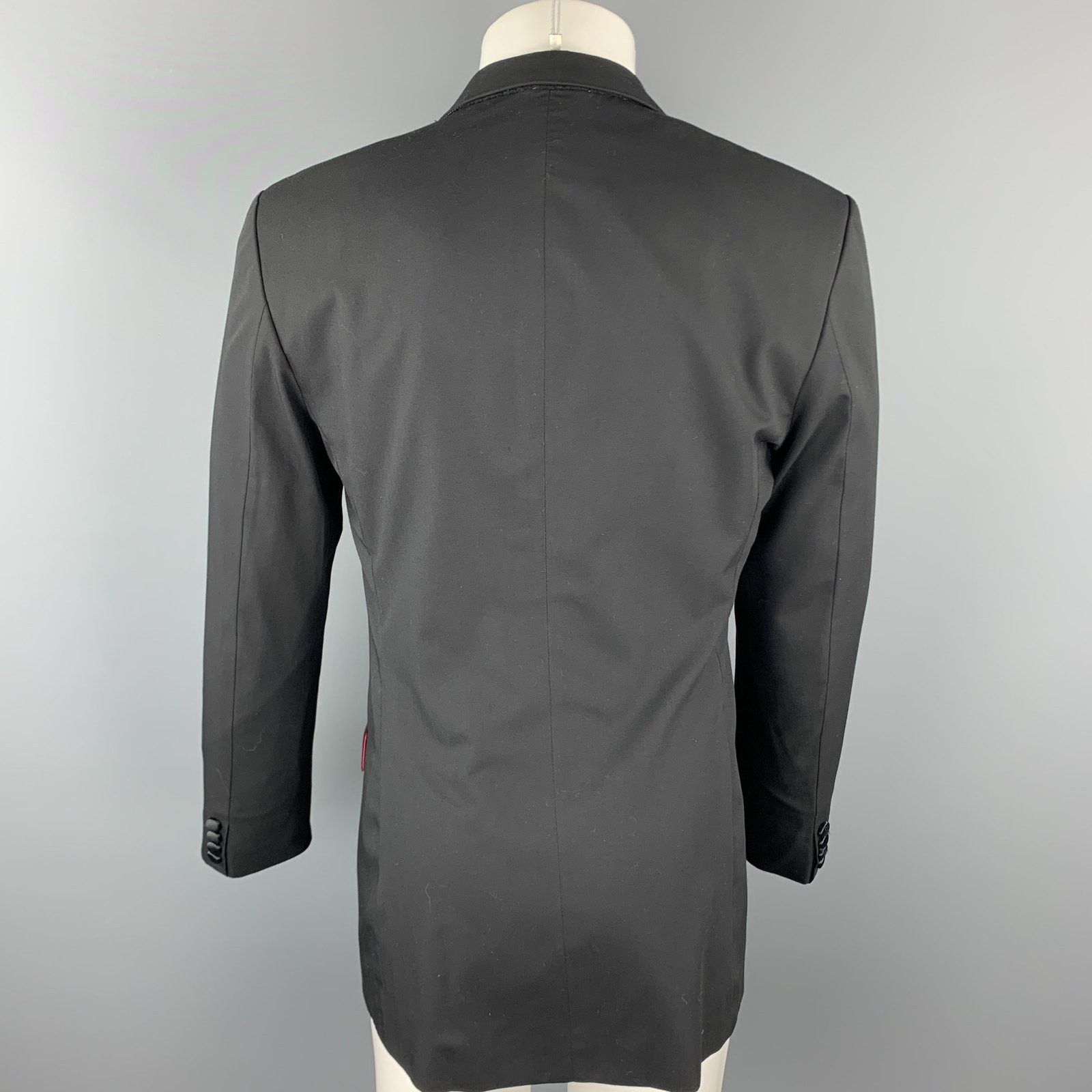Custommade CUSTOM MADE Size 38 Black Solid Wool Peak Lapel Sport Coat Size 38R - 4 Thumbnail