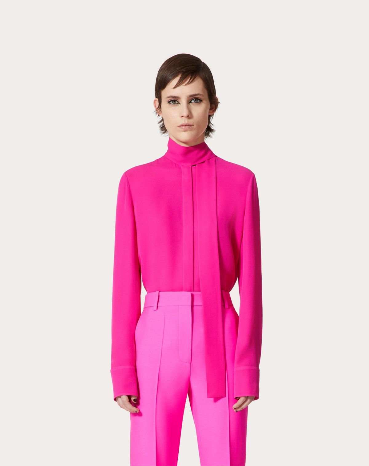 Valentino o1s1wg110525 Georgette Blouse in Pink Size XS / US 0-2 / IT 36-38 - 4 Thumbnail
