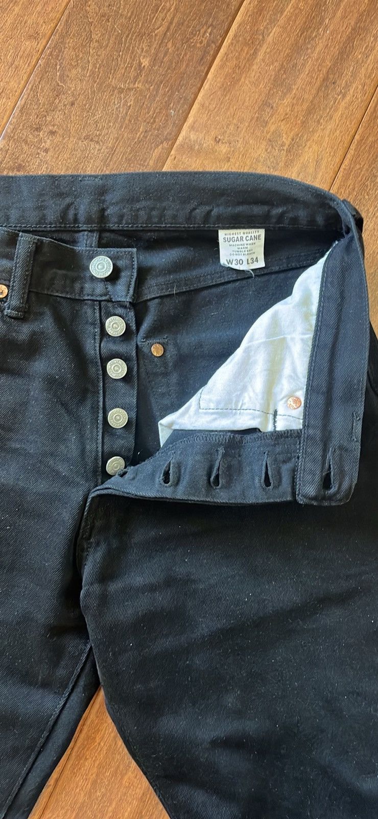 Sugar Cane 13oz Black Selvedge Type-lll Denim Size US 30 / EU 46 - 8 Thumbnail