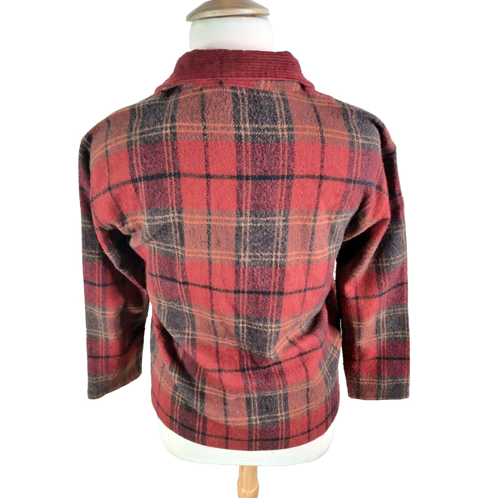 Vintage VINTAGE Capacity Jacket Shirt Coat Plaid Wool Corduroy Red PL Large Petite Womens Size L / US 10 / IT 46 - 6 Thumbnail