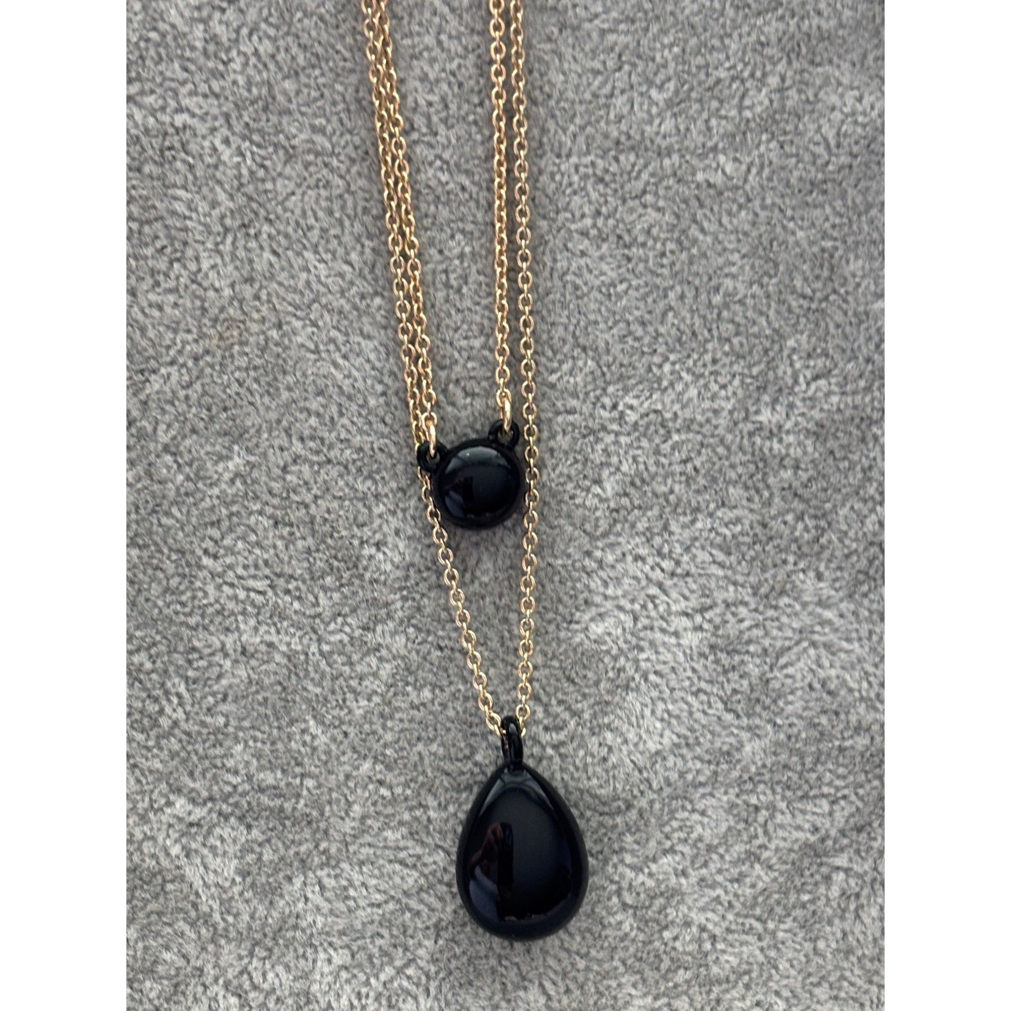 DKNY DKNY Gold-Tone Layered Chain Necklace With Black Teardrop & Size ONE SIZE - 2 Thumbnail