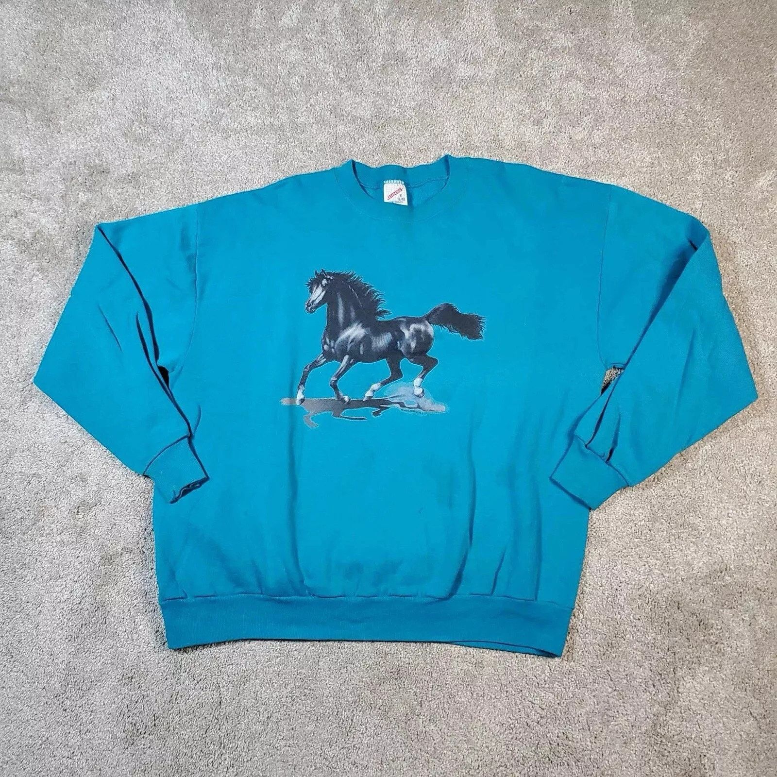 Jerzees Vintage 90s Horse Graphic Crewneck Blue USA Wild Mustang XL Size US XL / EU 56 / 4 - 1 Thumbnail