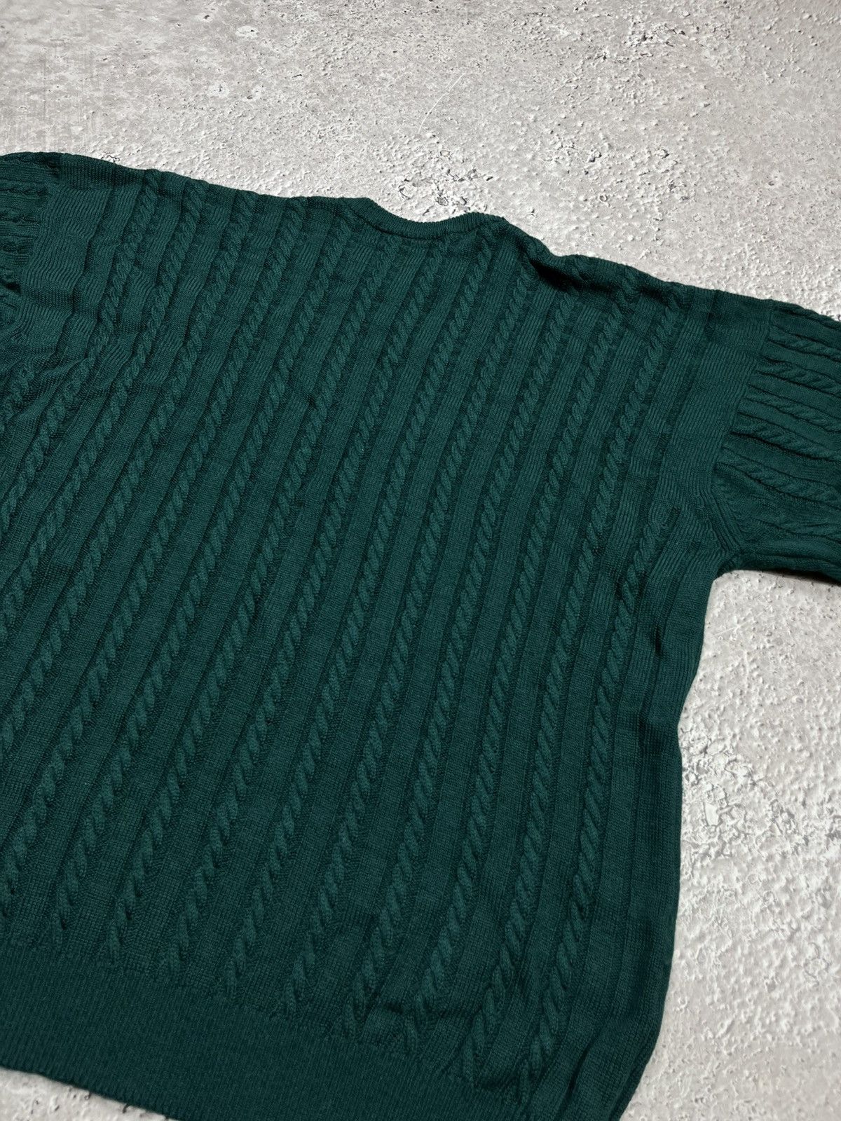 Burberry Burberrys Pure New Wool Cable Knit Sweater Green Size US L / EU 52-54 / 3 - 9 Thumbnail