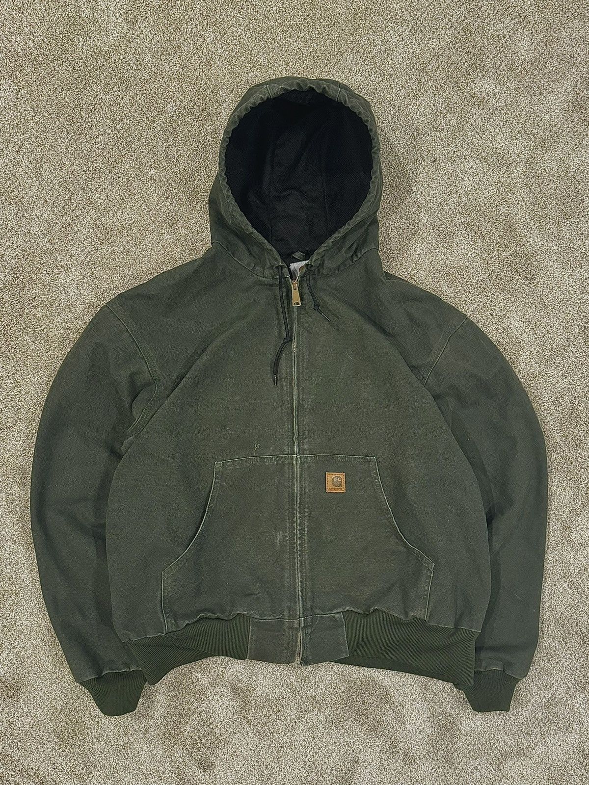 image of Moss Green Mesh Lined Carhartt Hoodie Jacket, Men's (Size 2XL)