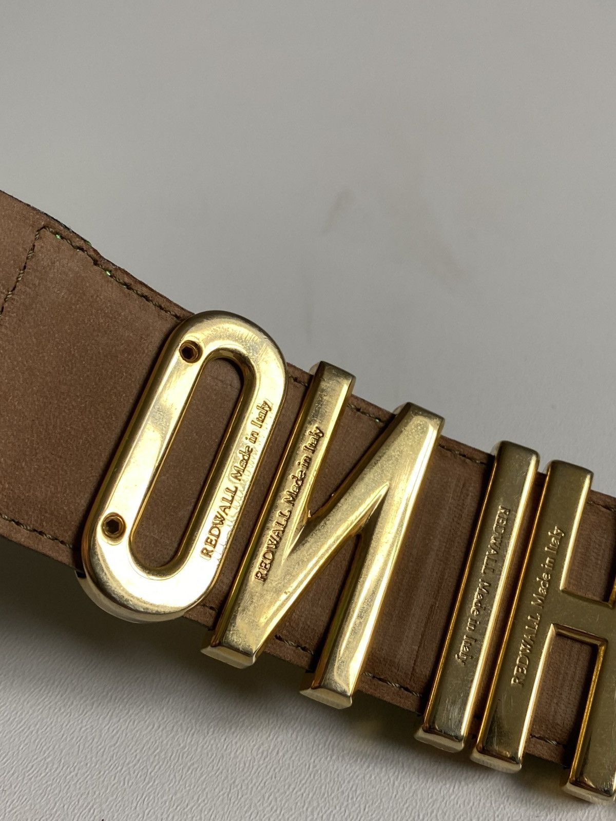 Moschino Moschino Logo Leather Belt Green Gold Logo Size ONE SIZE - 17 Thumbnail