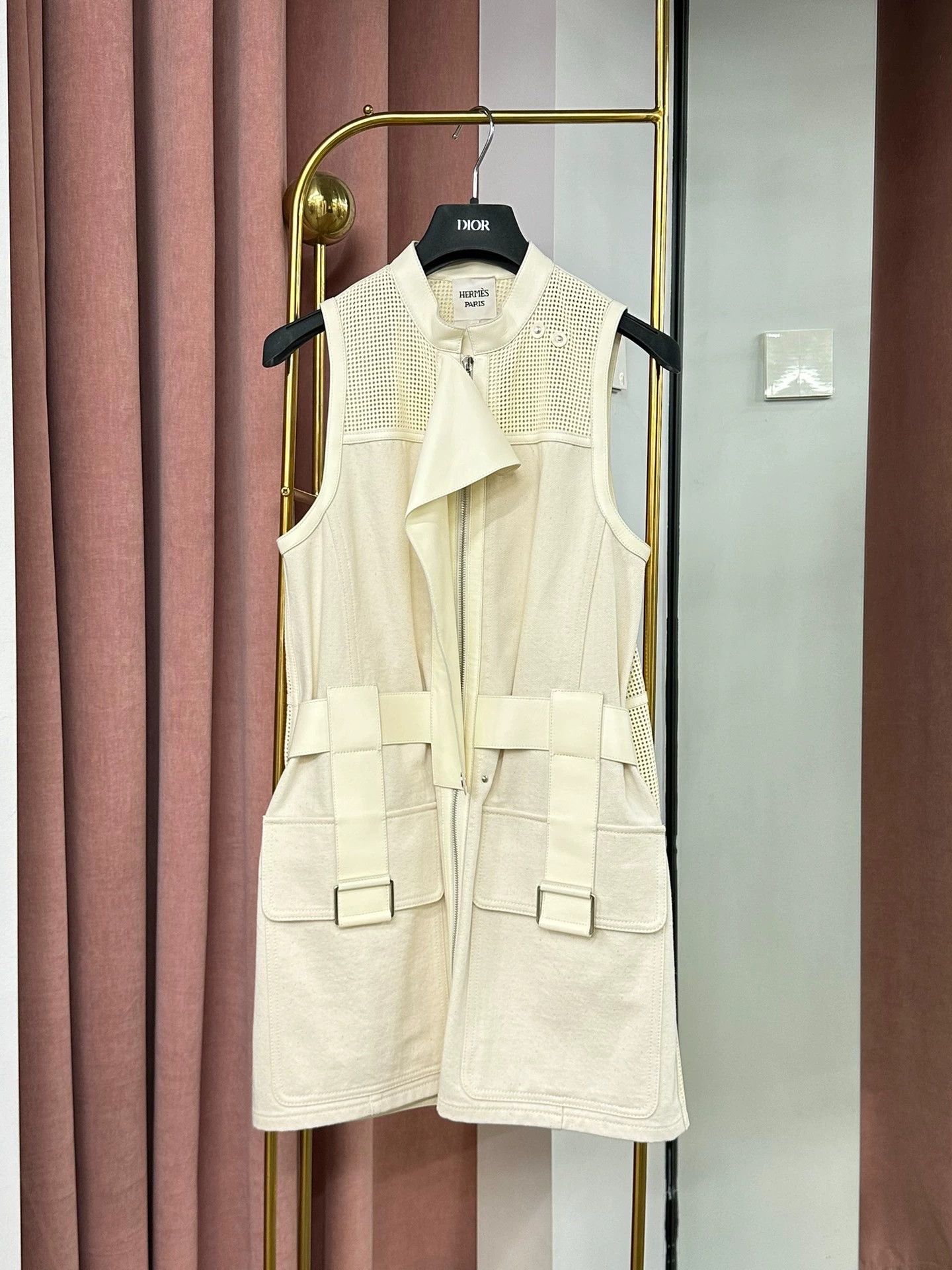 Hermes Hermes White Sleeveless Sheepskin Dress Size M / US 6-8 / IT 42-44 - 1 Thumbnail