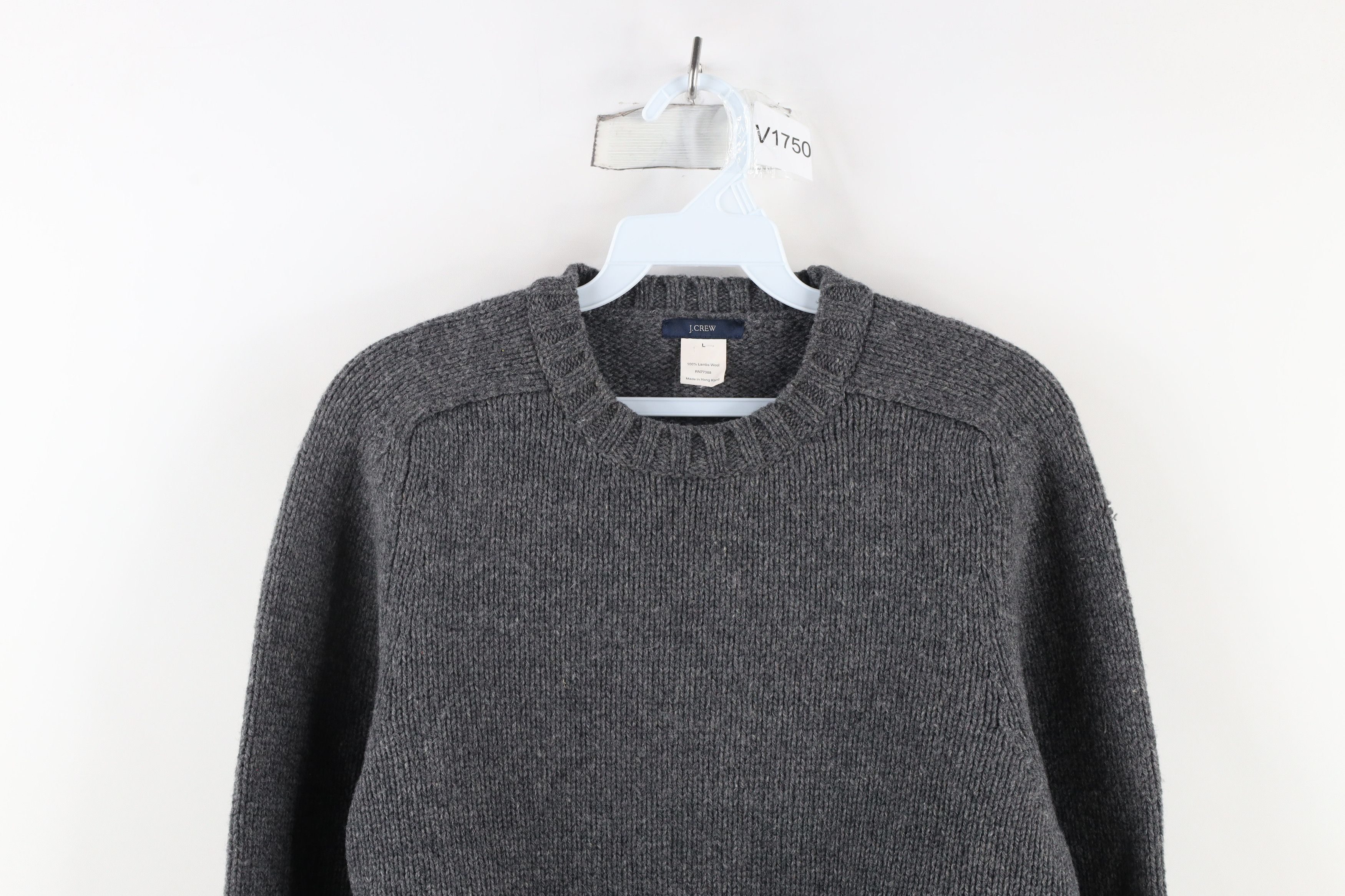 J.Crew × Vintage Vintage 90s J Crew Lambs Wool Knit Crewneck Sweater Gray Size L / US 10 / IT 46 - 2 Thumbnail