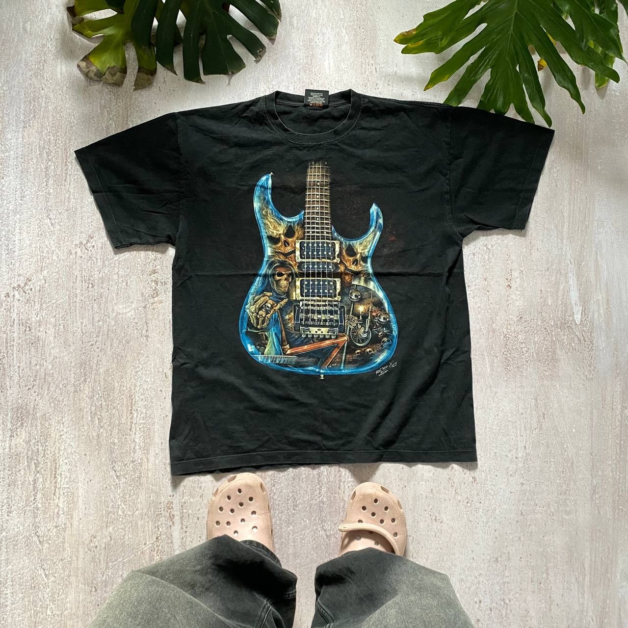 Band Tees × Vintage VINTAGE 90S GUITAR ROCK BAND TEE BIKER SKELETON TEE 290 Size US XL / EU 56 / 4 - 1 Thumbnail