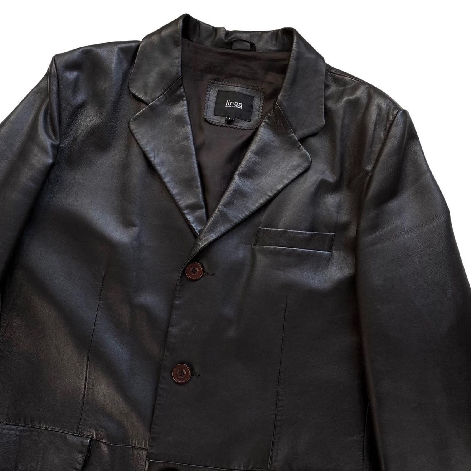 Linea Linea Dark Brown Leather Blazer Jacket Coat Size US L / EU 52-54 / 3 - 3 Thumbnail