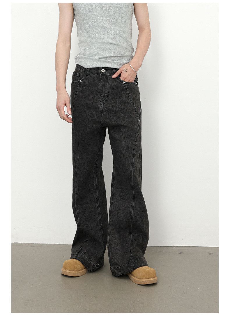 Japanese Brand × Jean Trendy retro patchwork loose flared straight jeans Size US 32 / EU 48 - 2 Thumbnail