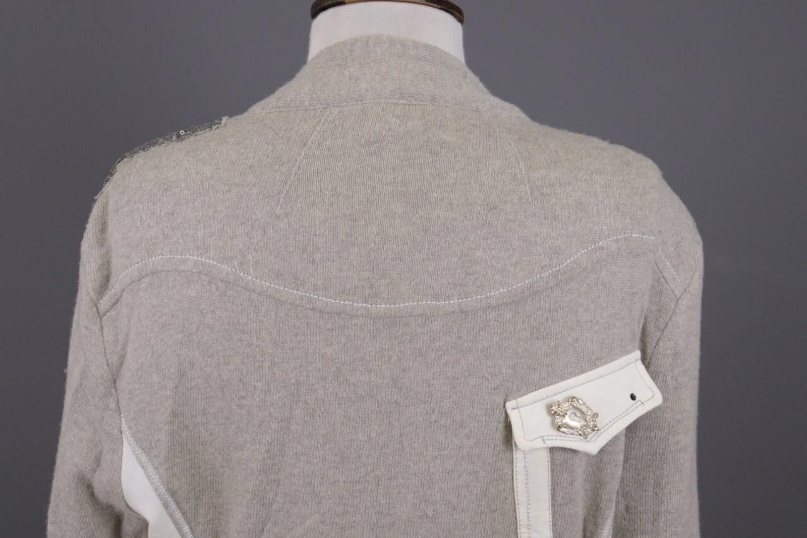 Designer Elisa Cavaletti Gray Full Zip Embroidered Sweater Size XL Size XL / US 12-14 / IT 48-50 - 11 Thumbnail