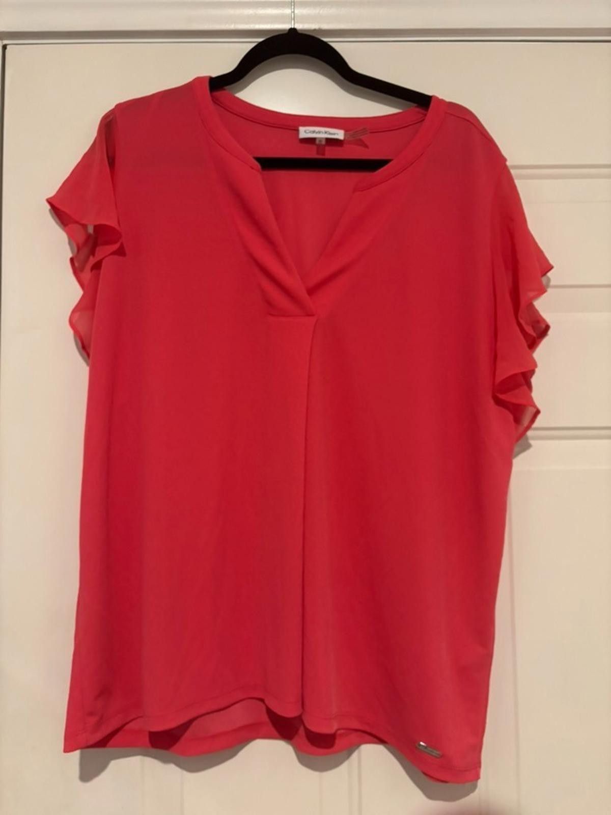 Calvin Klein Womens pink Calvin Klein pink sz XL short sleeve blouse #585 Size XL / US 12-14 / IT 48-50 - 1 Thumbnail
