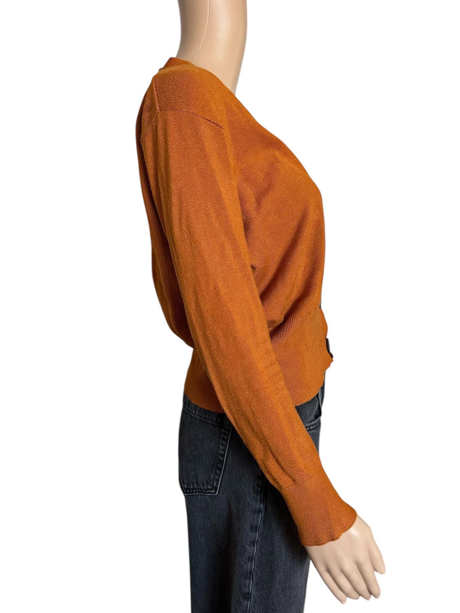 Zara ZARA Knit Button-Up Cardigan - Warm Orange Size S / US 4 / IT 40 - 2 Thumbnail