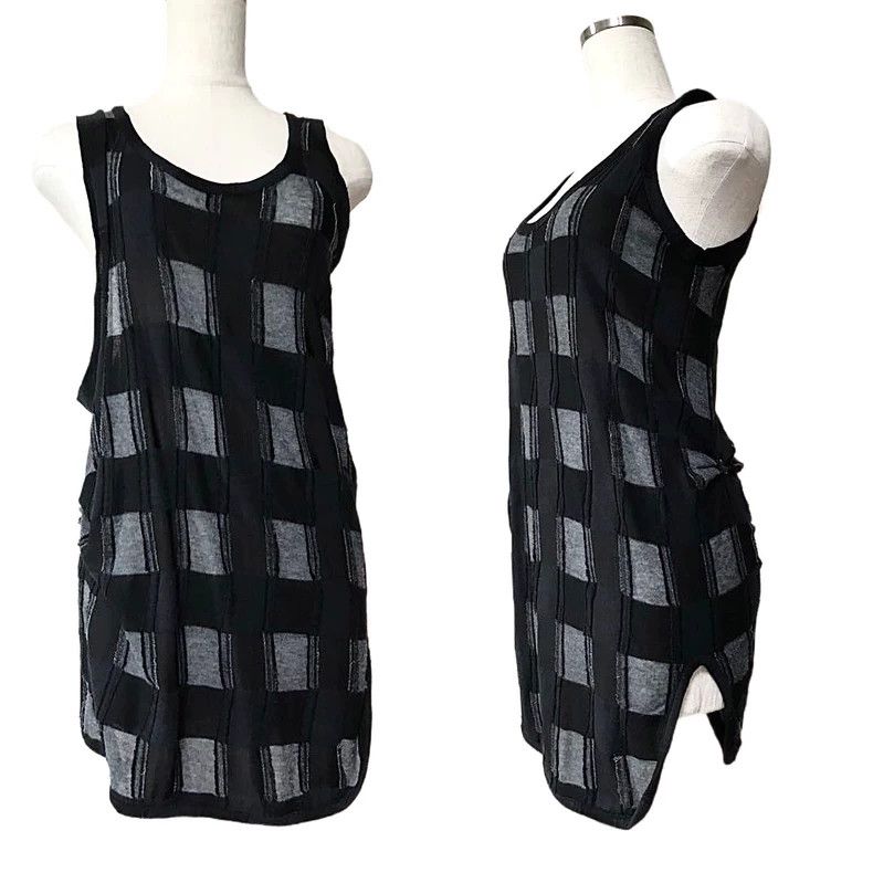 Y's Y's Sleeveless top with black and grey plaid knit panels v Size XS / US 0-2 / IT 36-38 - 1 Thumbnail
