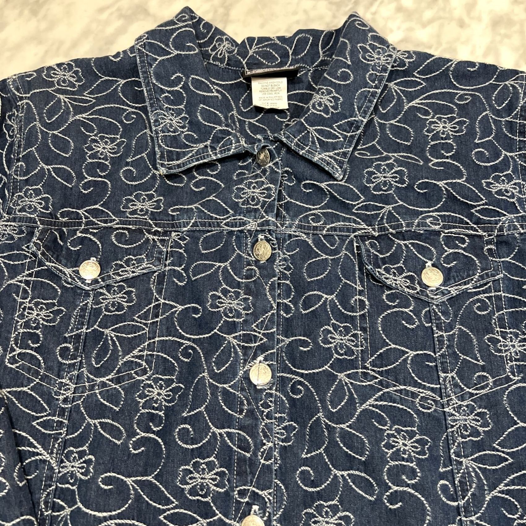Vintage VINTAGE Circle T Roughrider Shirt Top Shacket XL Floral Embroidery Cotton Blue Western Men/Women? Size XL / US 12-14 / IT 48-50 - 2 Thumbnail
