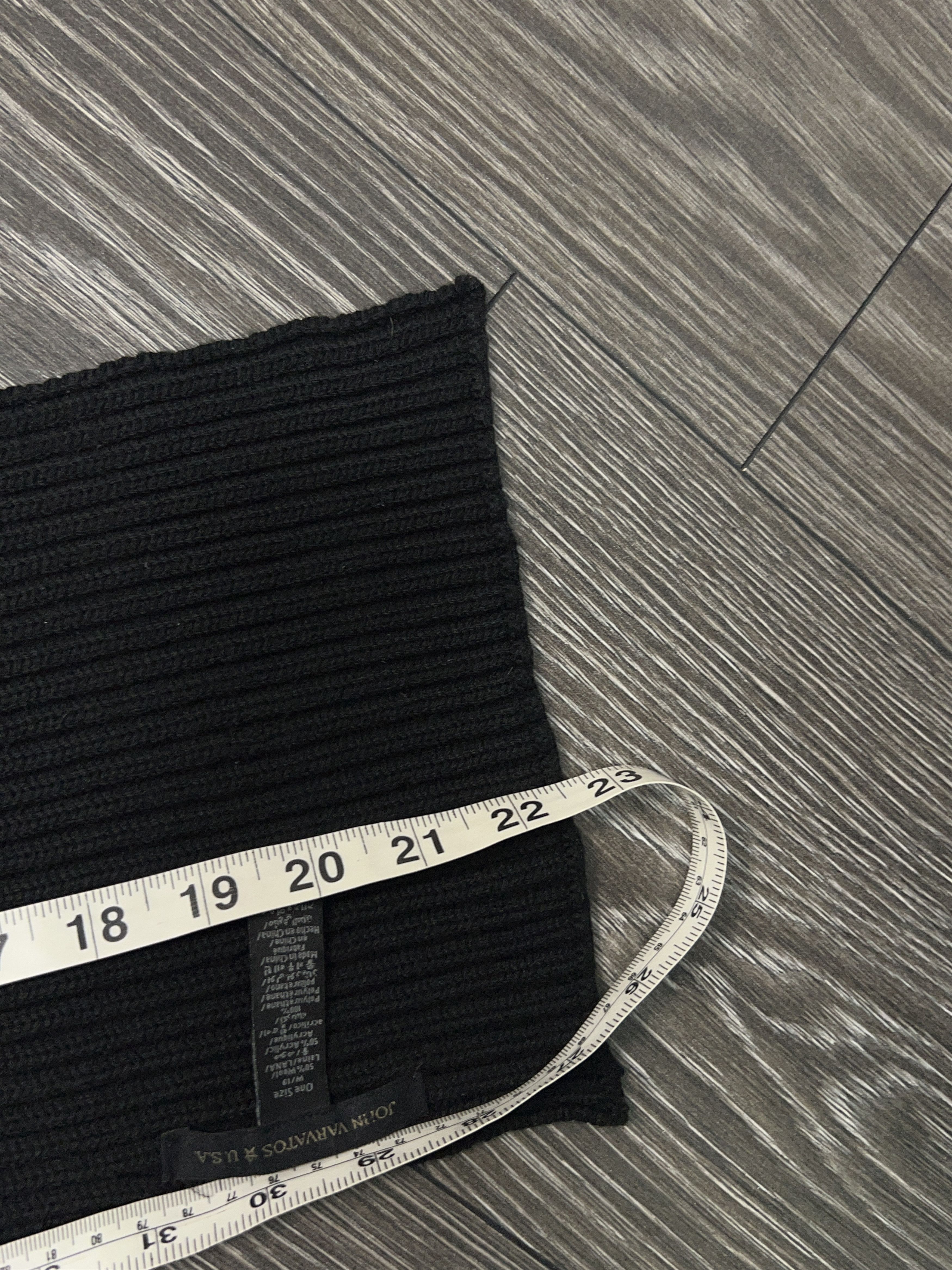 John Varvatos USA Black Cable Knit Scarf Wool Acrylic Size 22.5 x 7.5 inch Size ONE SIZE - 7 Thumbnail