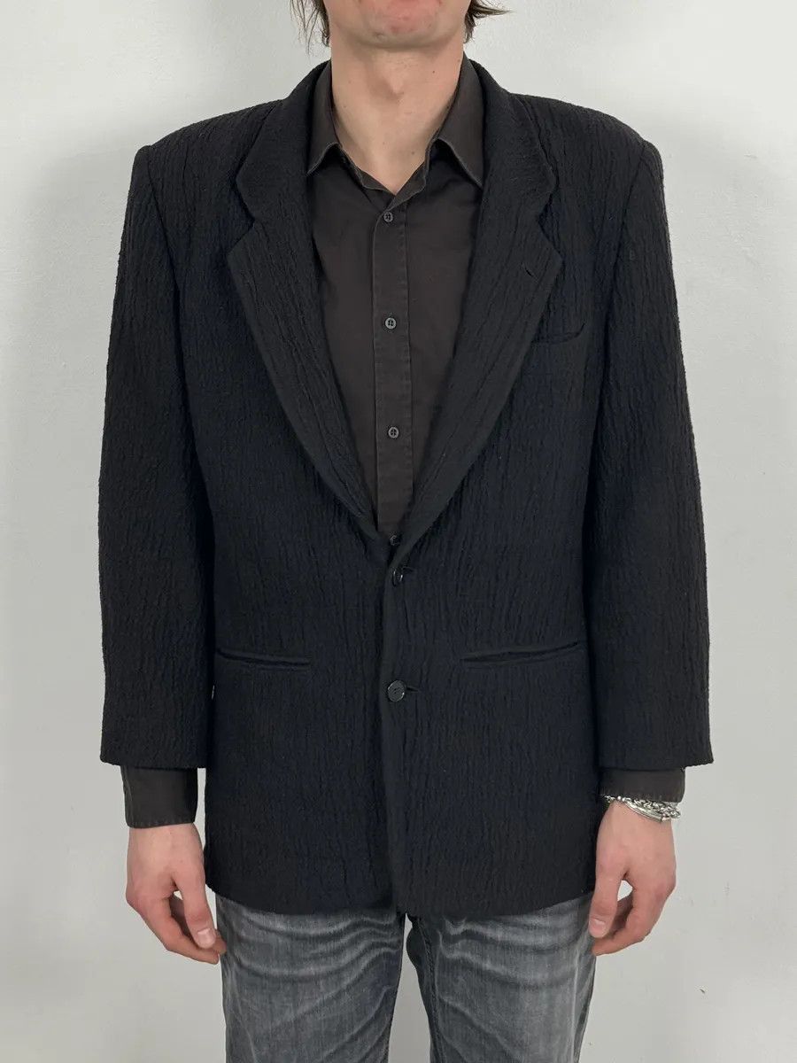 Emporio Armani 1990s Emporio Armani Black Pleats Blazer Jacket Size US S / EU 44-46 / 1 - 2 Thumbnail