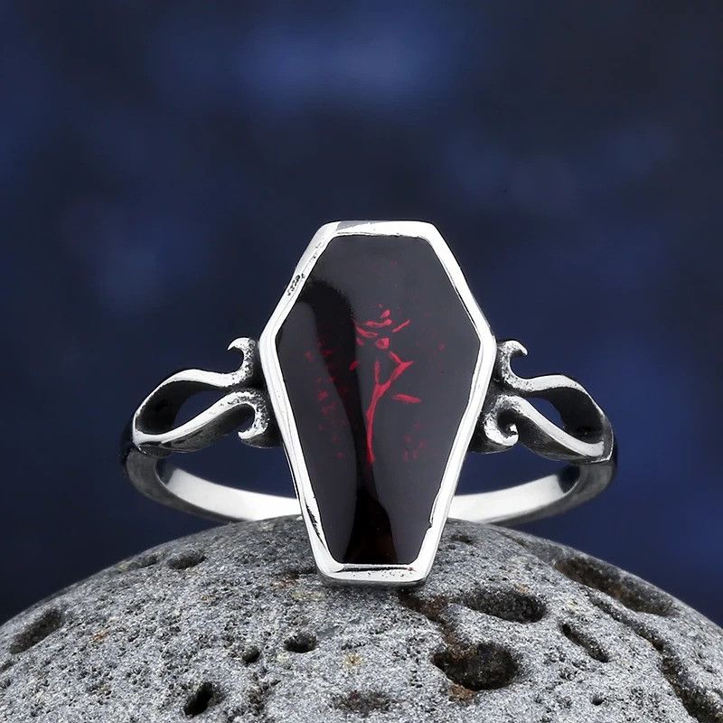 Vintage Red Flower Coffin Ring Size ONE SIZE - 2 Thumbnail