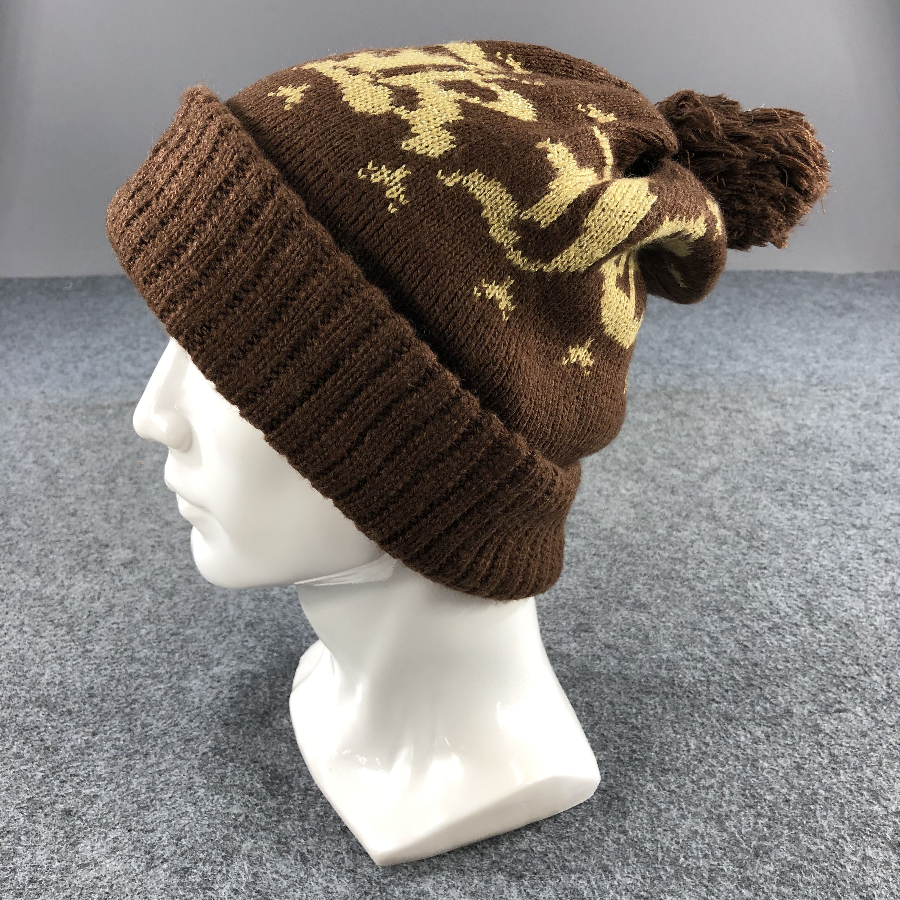 Japanese Brand Unknown Brown Bobble Beanie Snowcap Snow Hat B346 Size ONE SIZE - 1 Thumbnail