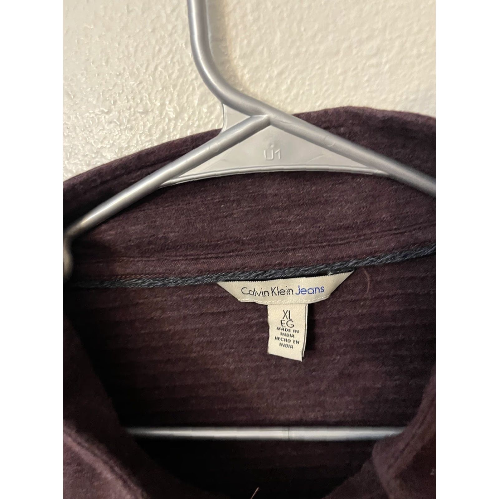 Calvin Klein Calvin Klein Men's Sweater 1/4 Zip Mock Neck XL Maroon Size US XL / EU 56 / 4 - 4 Thumbnail