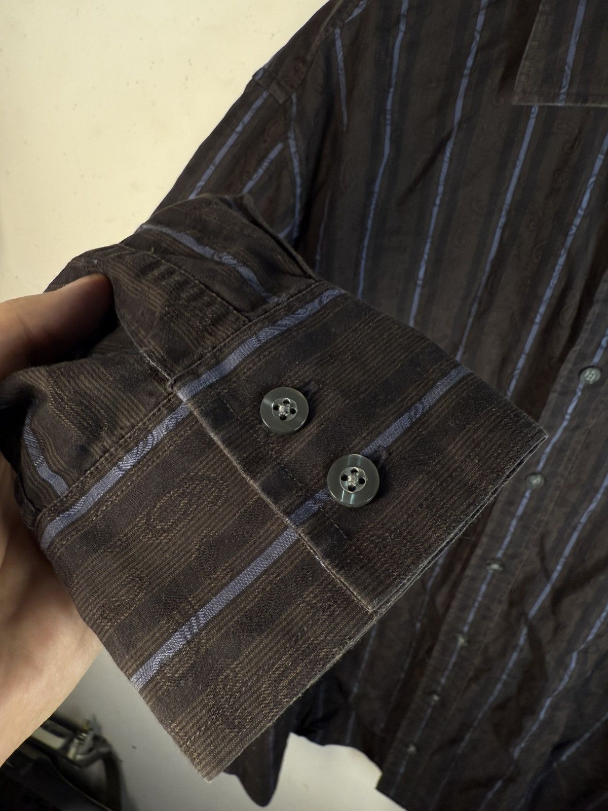 Yves Saint Laurent Paisley YSL Shirt Brown Button up Vintage Collar Dress y2k Size US L / EU 52-54 / 3 - 18 Thumbnail