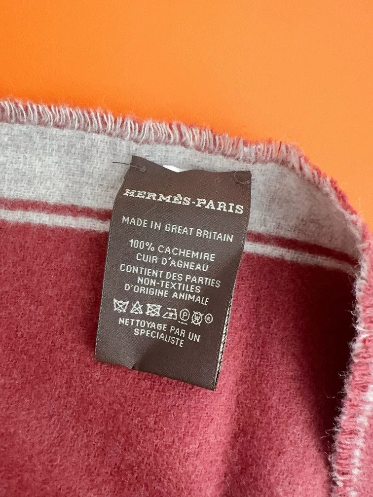 Hermes Hermes Casaque Mors cashmere light gray/Hermes red 30x160cm Size ONE SIZE - 6 Thumbnail
