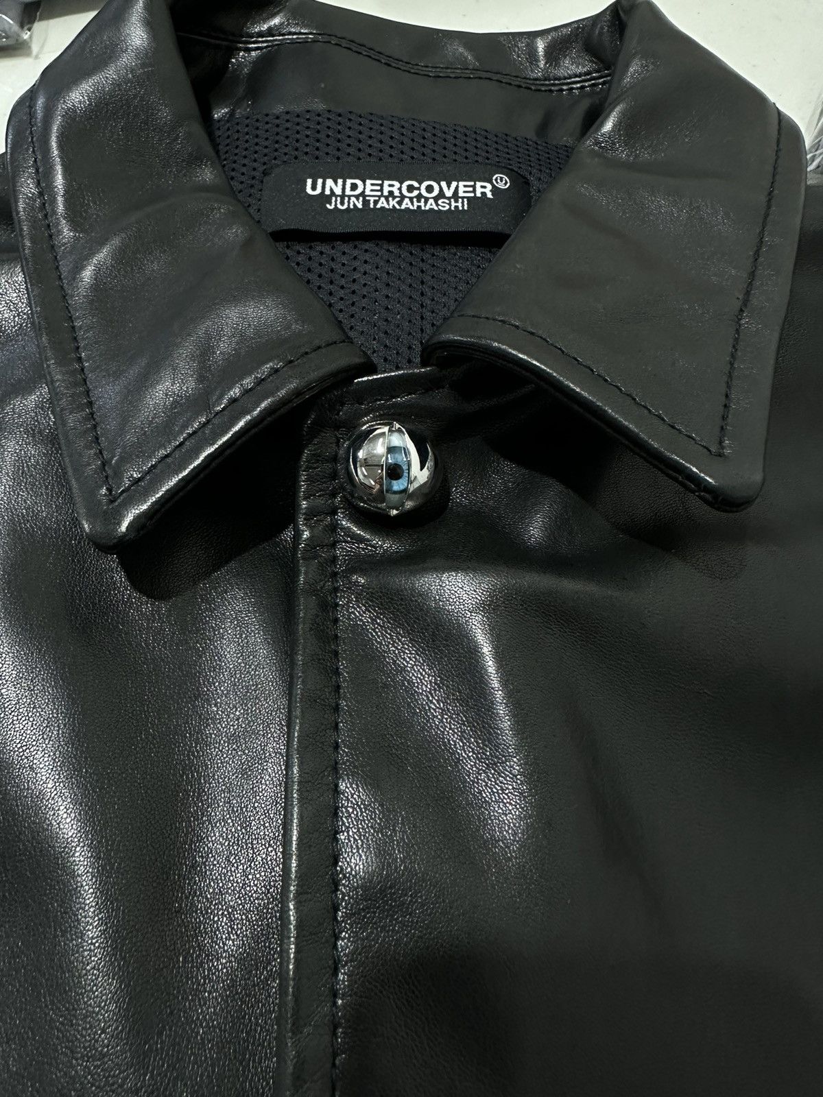 image of Undercover Men Leather Blouson in Black (Size 2XL)