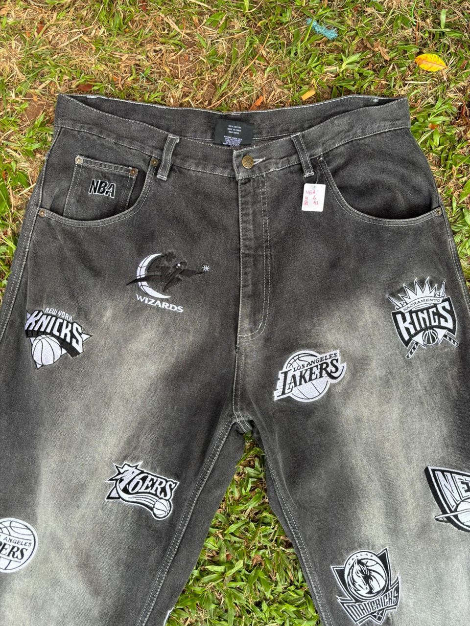 If Six Was Nine × JNCO × NBA Baggy Jeans Vintage NBA Unk Logo Patchwork Embroidered Size US 36 / EU 52 - 2 Thumbnail