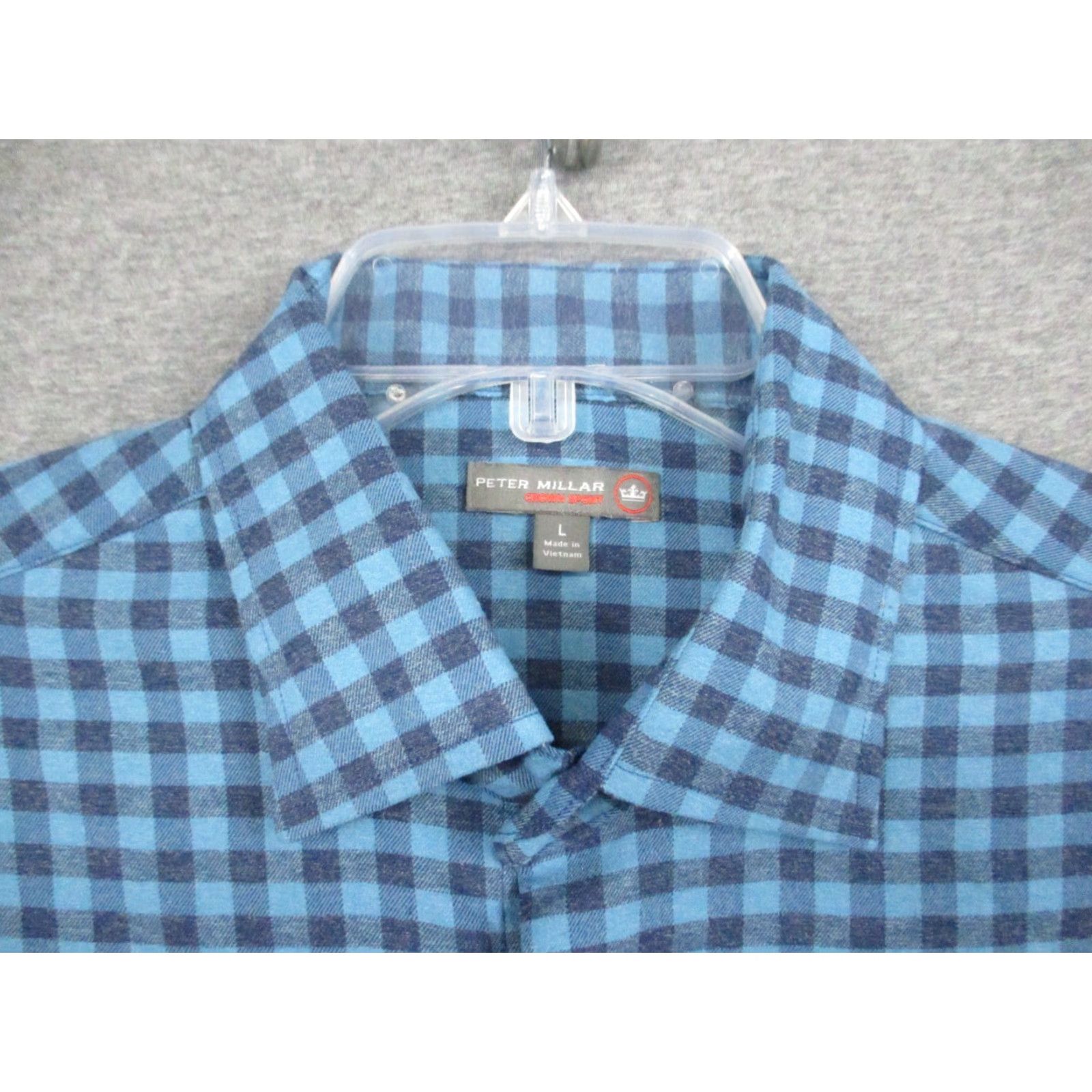 Peter Millar Peter Millar Crown Sport Shirt Large Mens Button-Down Sleeve Stretch Blue Plaid Check - Classic Fit Size US L / EU 52-54 / 3 - 3 Thumbnail