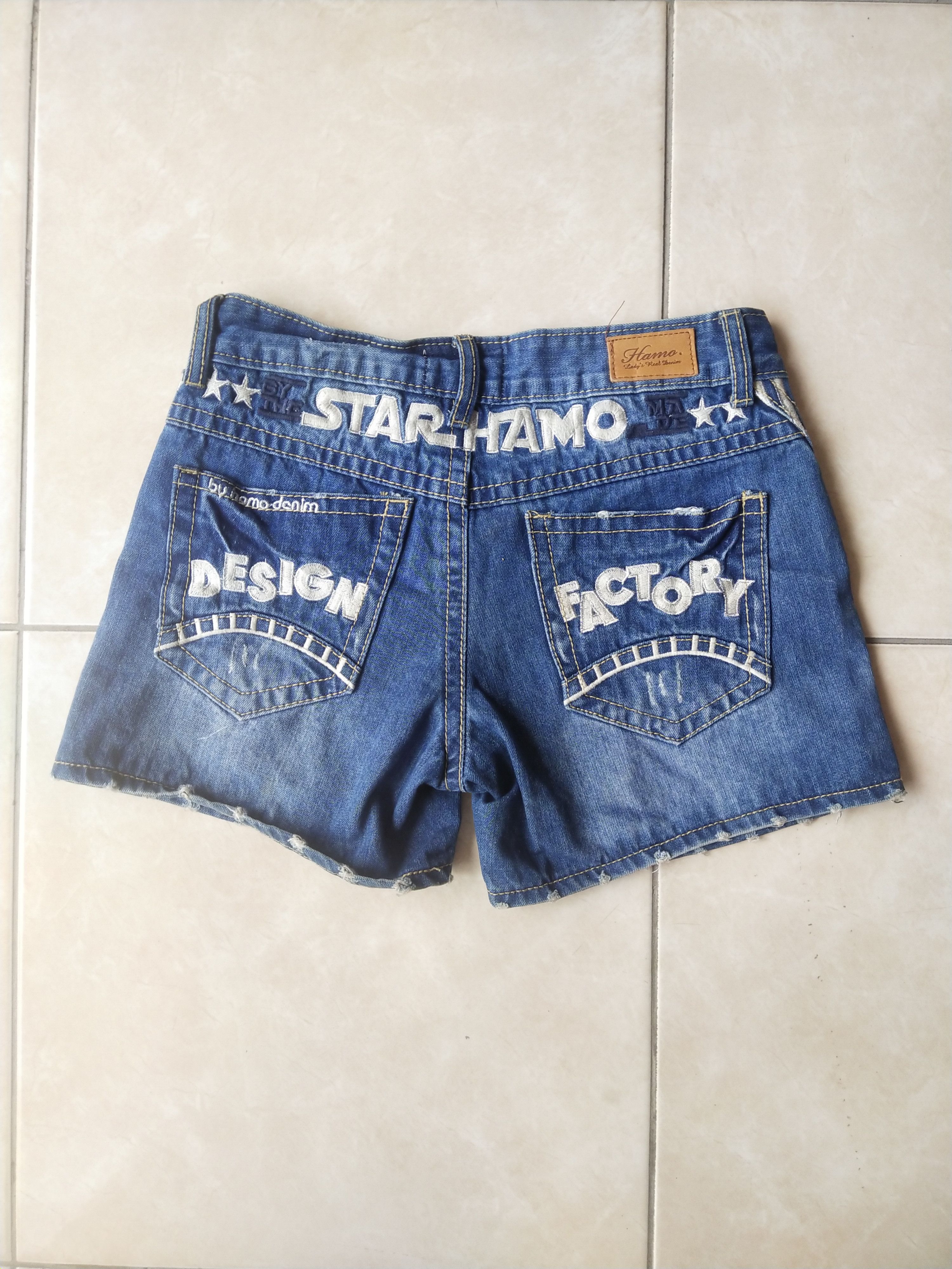 Japanese Brand Hamo Denim Vintage Japanese Patch Shorts Rare Y2K Embroidery Size 30" / US 8 / IT 44 - 2 Thumbnail