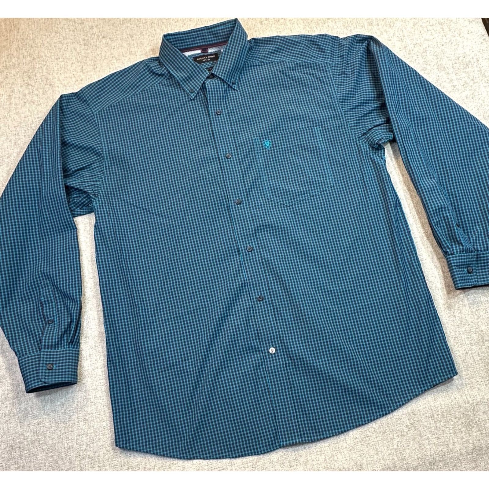 Ariat Ariat Pro Series Mens XL Gingham Western Cowboy Button Down Long Sleeve Shirt Size US XL / EU 56 / 4 - 2 Thumbnail