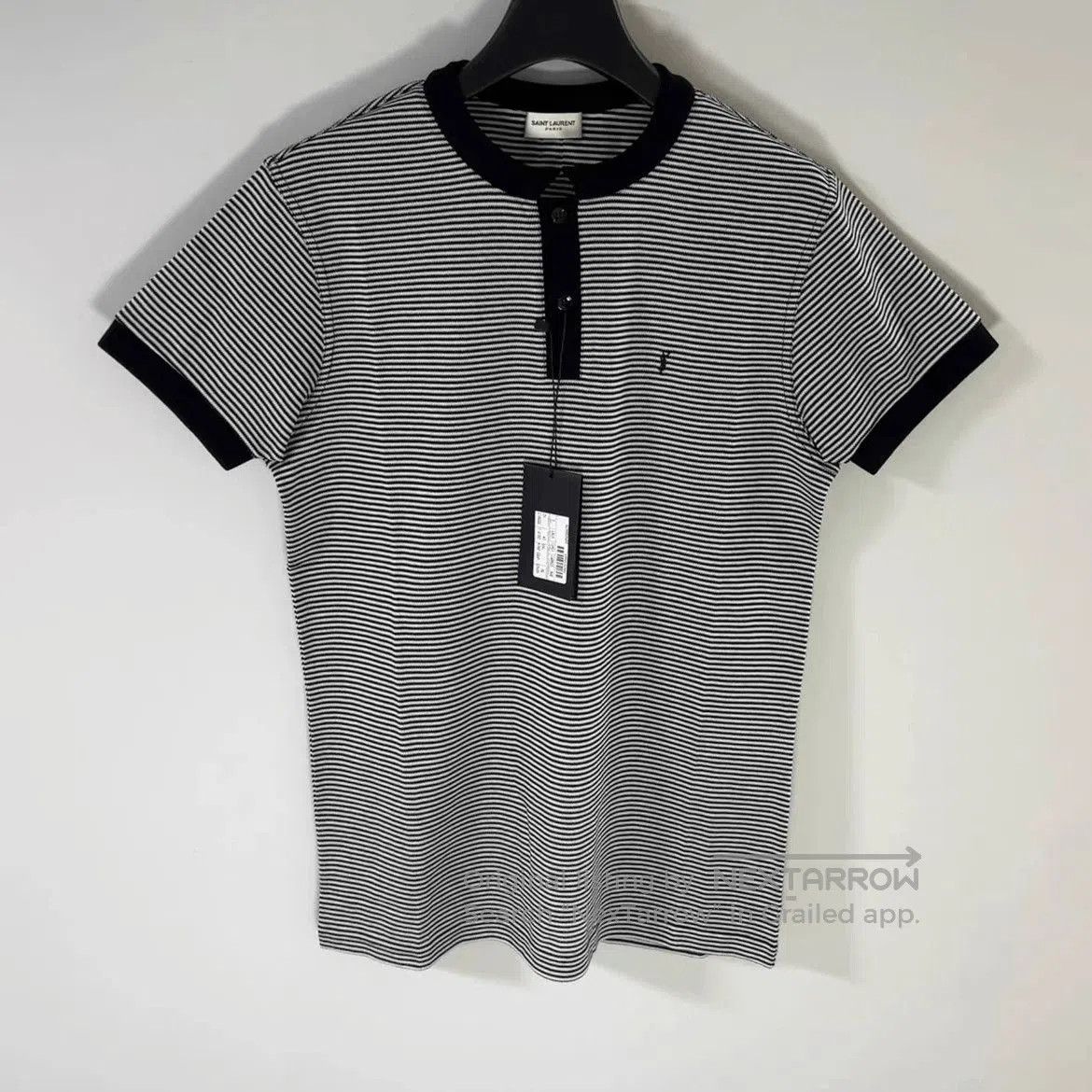 Saint Laurent Paris Saint Laurent Paris Henry Neck Grey Stripe Tee. Size US S / EU 44-46 / 1 - 1 Thumbnail