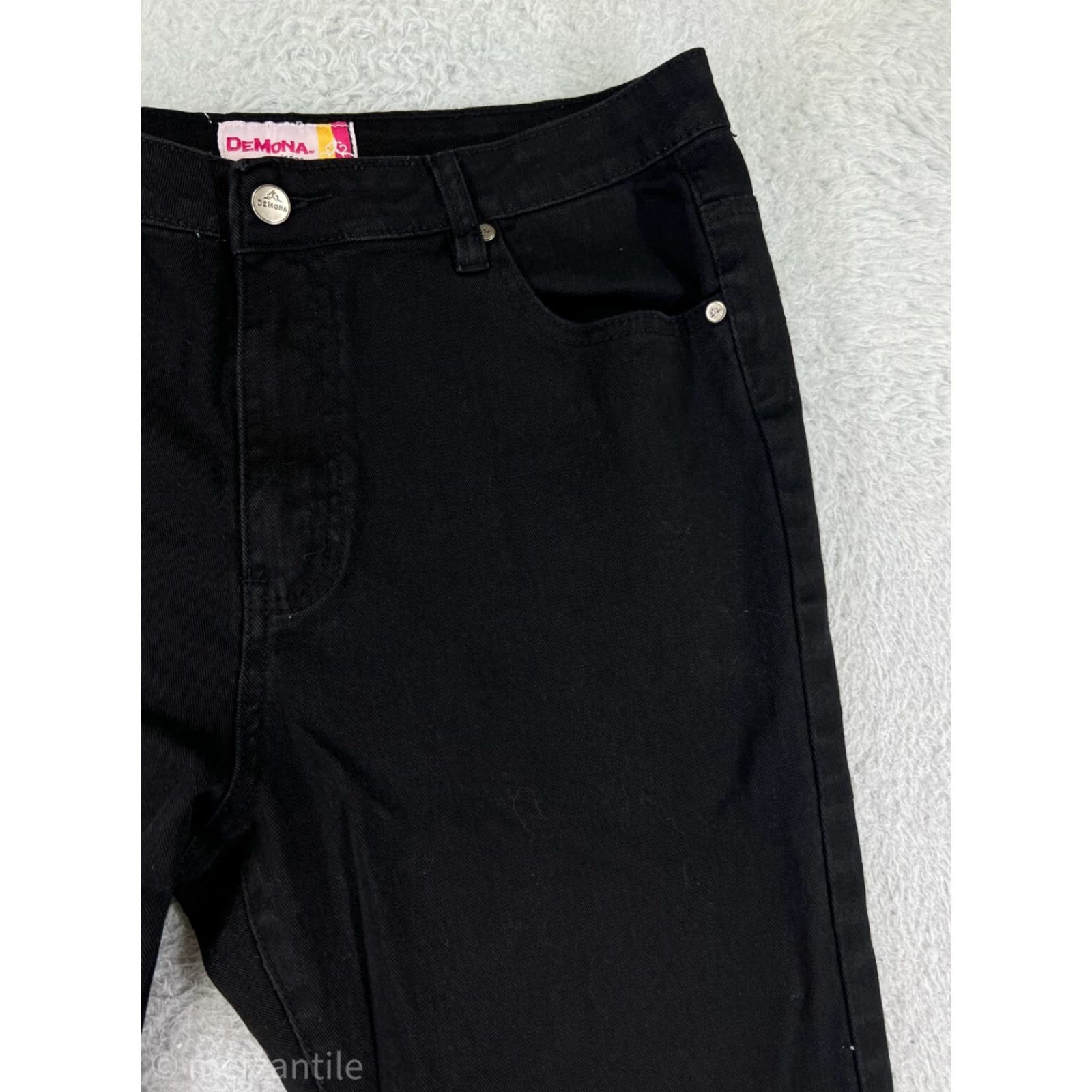 Vintage Demona Black Jeans Womens 32 Denim Bootcut High Rise Cotton Blend Stretch Pant Size 24" / US 00 / IT 34 - 7 Thumbnail