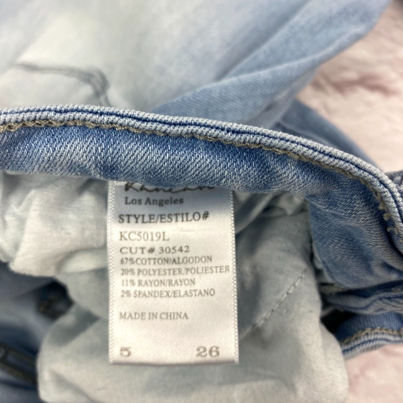 Vintage Kancan Jeans Junior Teens Size 5 Straight Light Blue Distressed Raw Hem Wash Size 27" / US 4 / IT 40 - 5 Thumbnail