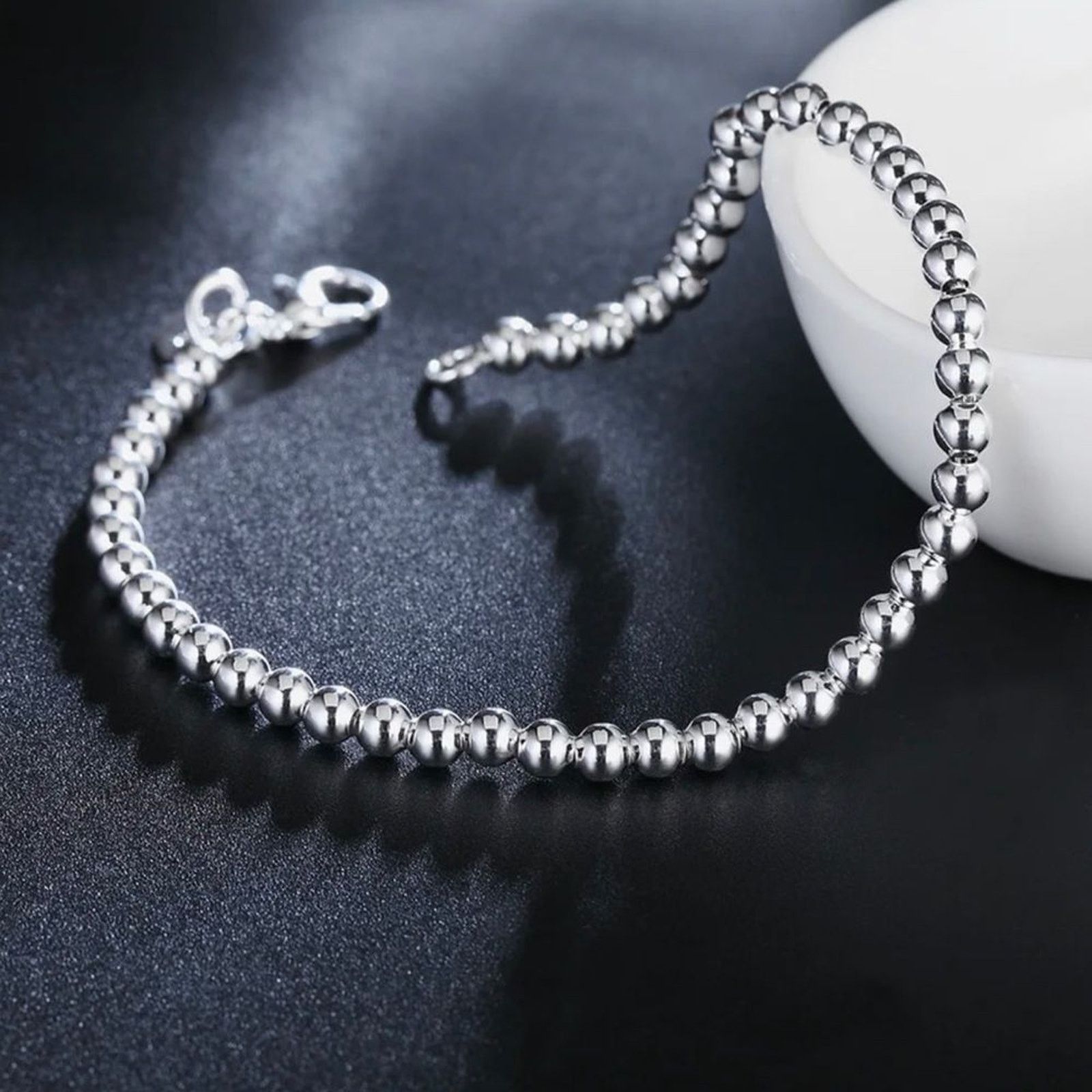 Other Sterling Silver Beaded Minimalist Bracelet 8” Size ONE SIZE - 1 Thumbnail