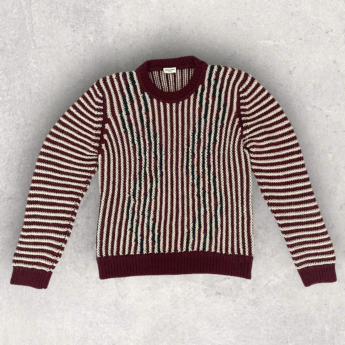 Image of Saint Laurent Paris Saint Laurent Chunky Knit Sweater in Burgandy, Men's (Size 2XL)