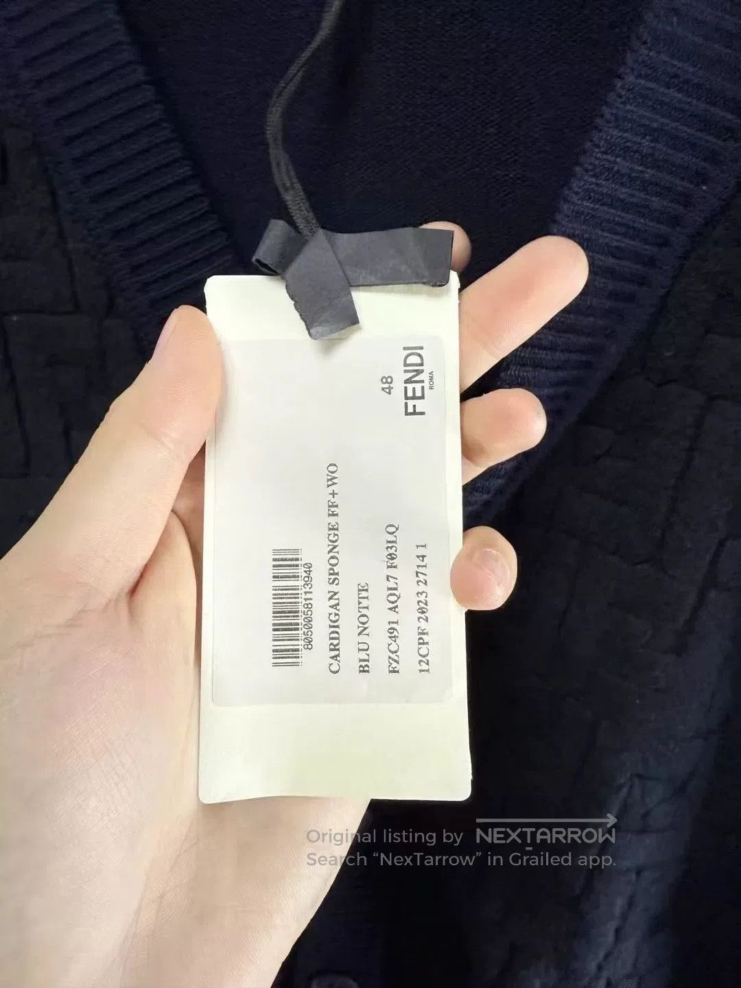 Fendi Fendi Dark Blue Wool Cardigan with Print. Size US L / EU 52-54 / 3 - 5 Thumbnail
